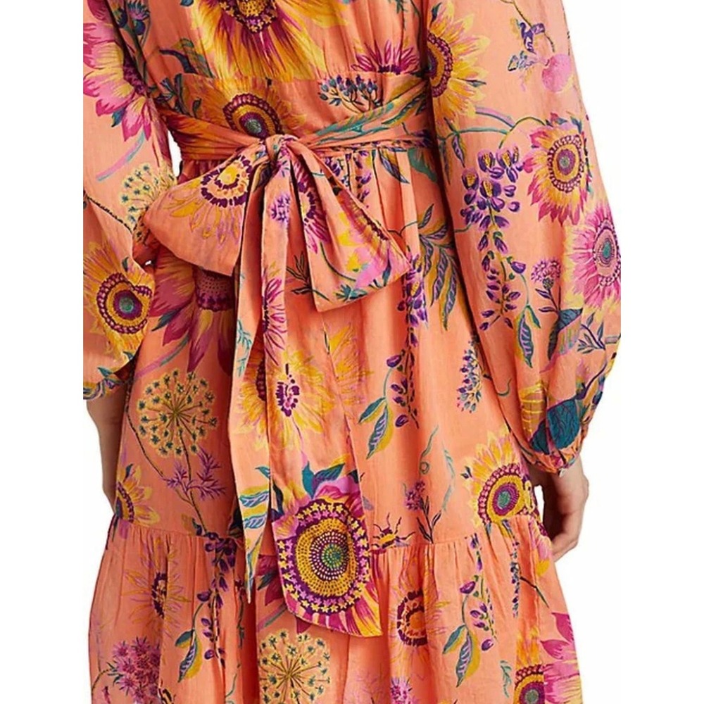 Anthropologie Banjanan Sunflower Fall Cotton Long Sleeve‎ Dress (Size M, EUC) - Picture 2 of 9